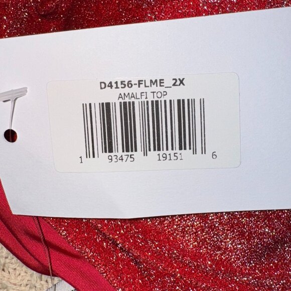 dippin' daisy's Amalfi String Tie Bandeau Bikini Top in Flame, Size 2X - Picture 7 of 7